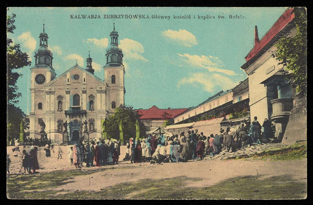 Sanktuarium w Kalwarii Zebrzydowskiej na dawnej pocztówce