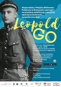 Plakat gry mobilnej z programu Niepodległa Leopold-Go!