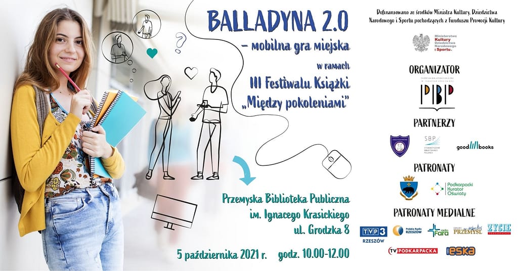 Plakat mobilnej gry miejskiej Balladyna 2.0